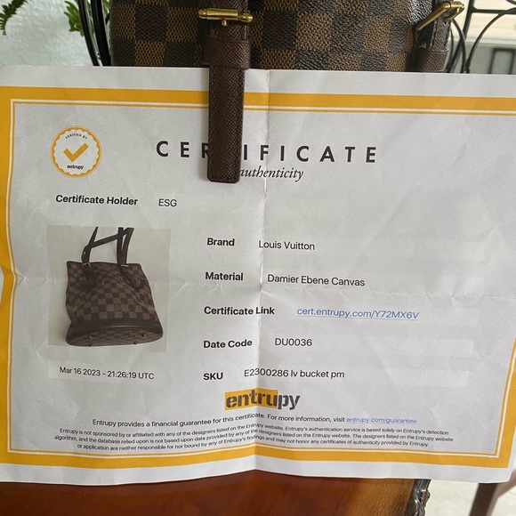 Authentic Louis Vuitton Damier Ebene Bucket Bag With COA - Picture 13 of 16